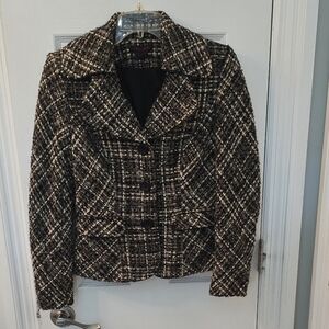 Simon Change Vintage Wool-blend Short Blazer, Lined, Textured, Size 6 (#20)